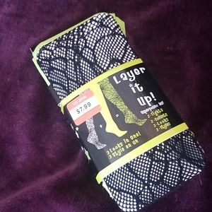 Fishnet and Solid Green Layering Tights